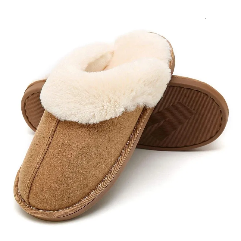 2024 Invierno cálido fallecida casera mujeres falsas de gamuza pareja de algodón zapatos de algodón tacones de dormitorio interi