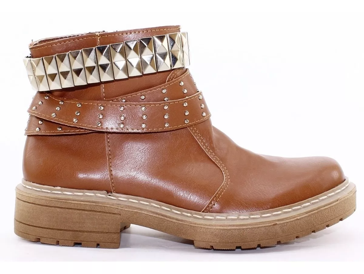 Botas Dama Mujer Tachas Taco Bajo Invierno Comoda 320 Carg