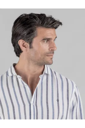 CAMISA LINO RAYA BICOLOR CSIN BOTÓN