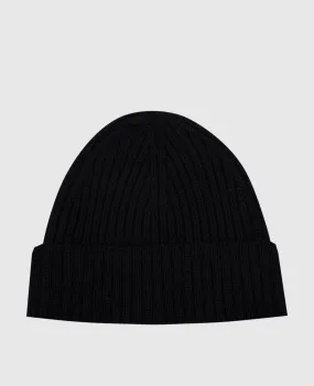 Cashmere&Whiskey Black cap made of merino wool