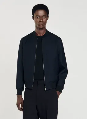 Chaqueta corta recta de mezcla de lana en azul