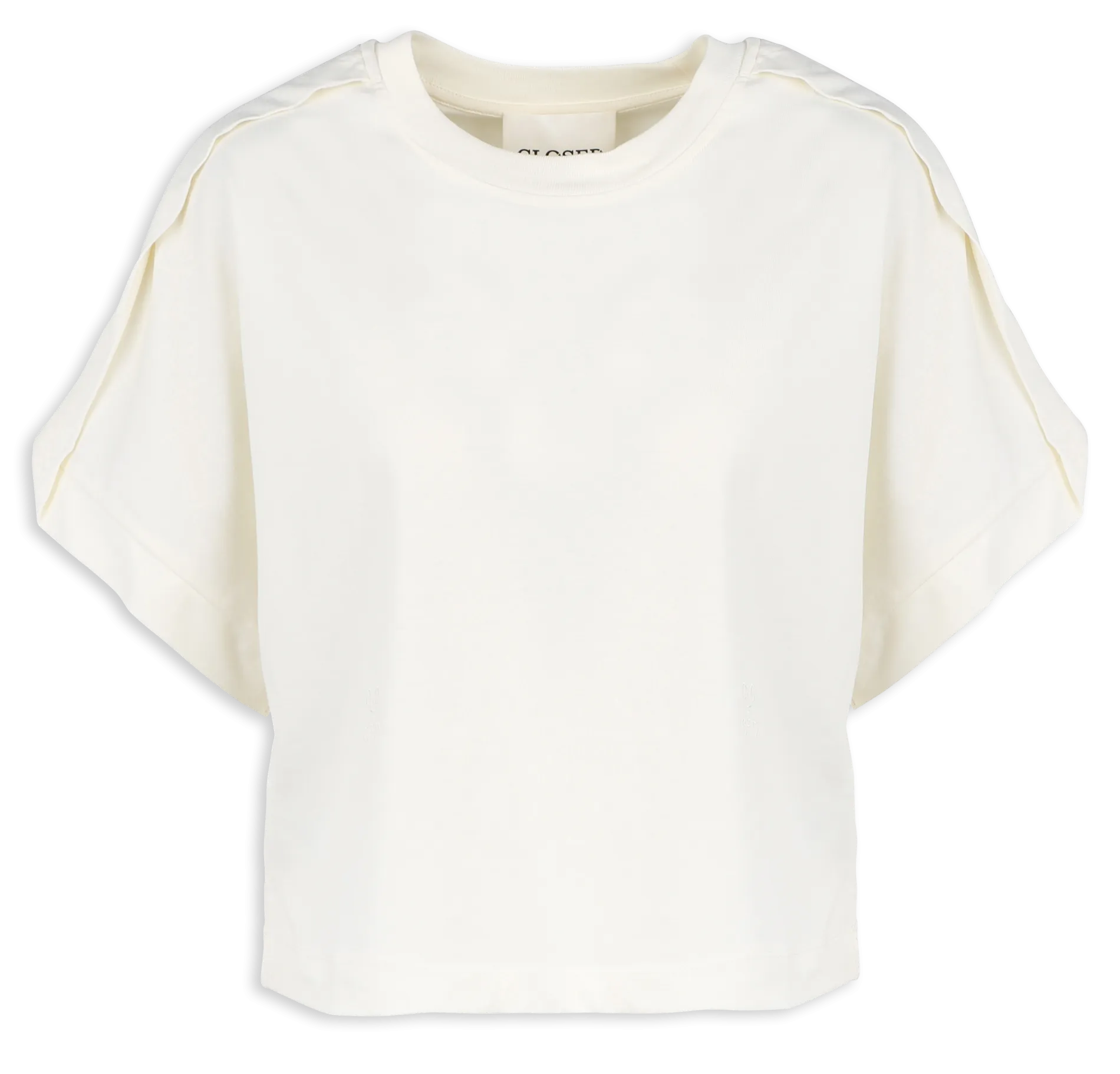CLOSED Camiseta de algodón con cuello redondo  en beige