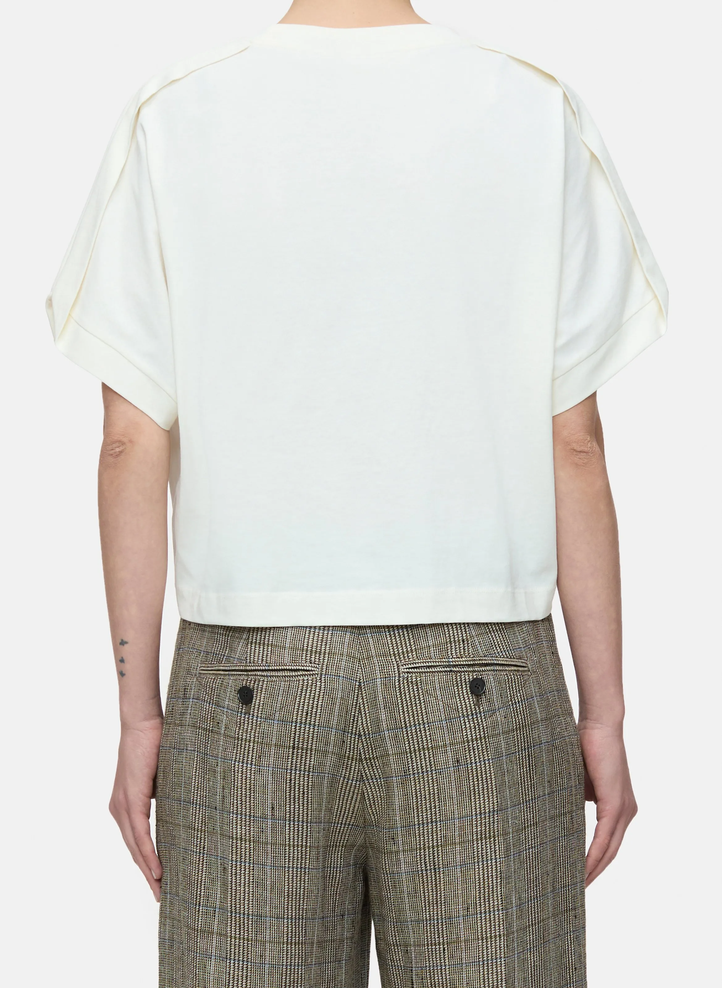 CLOSED Camiseta de algodón con cuello redondo  en beige