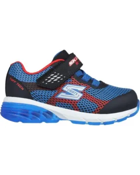 Deportivas SKECHERS  de Niña y Niño ZAPATILLAS 402030N BKRB LUCES BEBE Y ROJA  AZUL