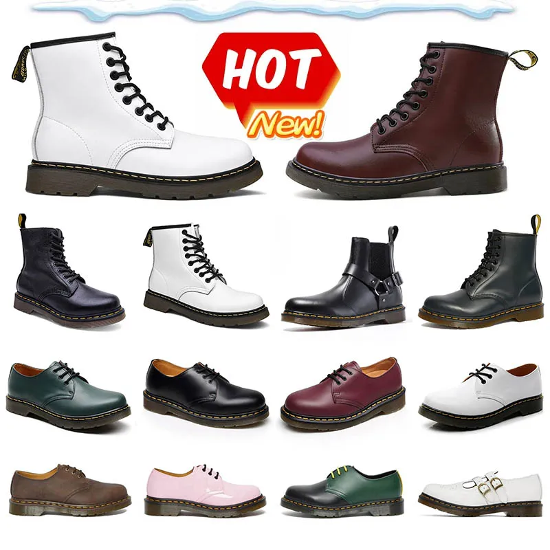 Diseñador caliente Martin Botas Botas cortas Men Mujeres Mujeres de cuero de cuero Invierno Boties Oxford Bottom Tobles Botas bl