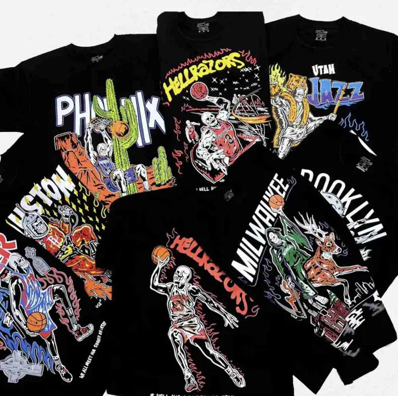 Diseñador de moda Camisetas para hombre Skeleton Baloncesto gráfico Camiseta Hombres de camada Cool