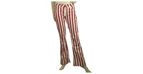 Dondup Pantalones de verano de algodón con pierna acampanada de rayas rojas y blancas tamaño de pantalón 27 Blanco 