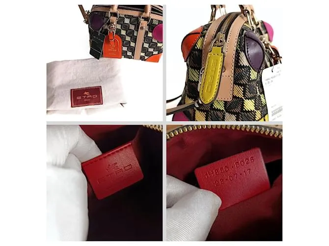 Etro borsa Mini Speedy a tracolla de rafia y piel multicolor 