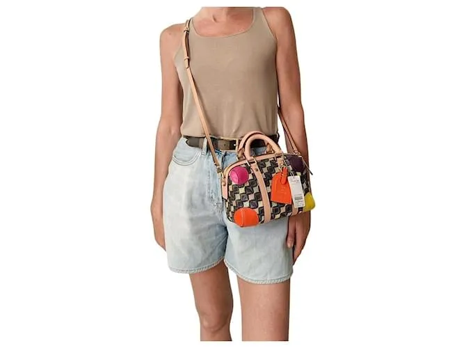 Etro borsa Mini Speedy a tracolla de rafia y piel multicolor 