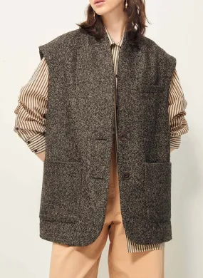 HEY JUDE - Traje de chaqueta sin mangas de mezcla de lana en negro