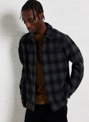 JASON - Sobrecamisa de mezcla de lana a cuadros en gris
