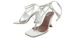 NINE ZAPATOS AMINA MUADDI BOMBAS ZULA 40 ZAPATO DE SALON PIEL PVC BLANCO 