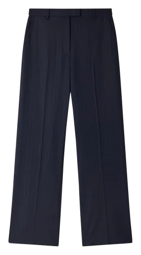 NOLENE - Pantalón ancho a rayas finas de lana mezclada en azul