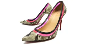 NUEVOS ZAPATOS DE CHRISTIAN LOUBOUTIN PAULINA PUMPS 37 ZAPATO PIEL PITÓN Castaño 