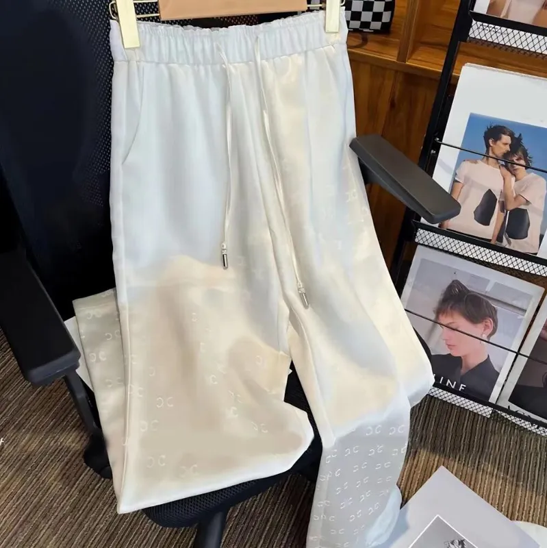 Otoño Diseñador Casual Pantalones de mujer Corte recto Pantalones de pierna ancha Moda Carta de lujo Imprimir tamaño asiático S-
