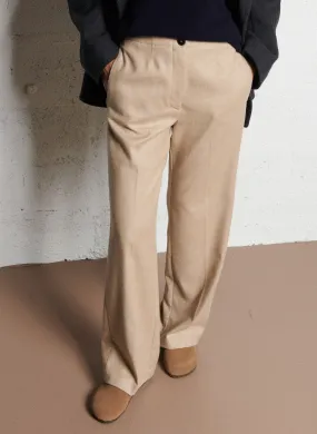 Pantalón de lana recto Tristan en beige