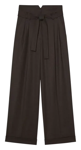 PIA - Pantalón amplio de mezcla de lana Declic en marron