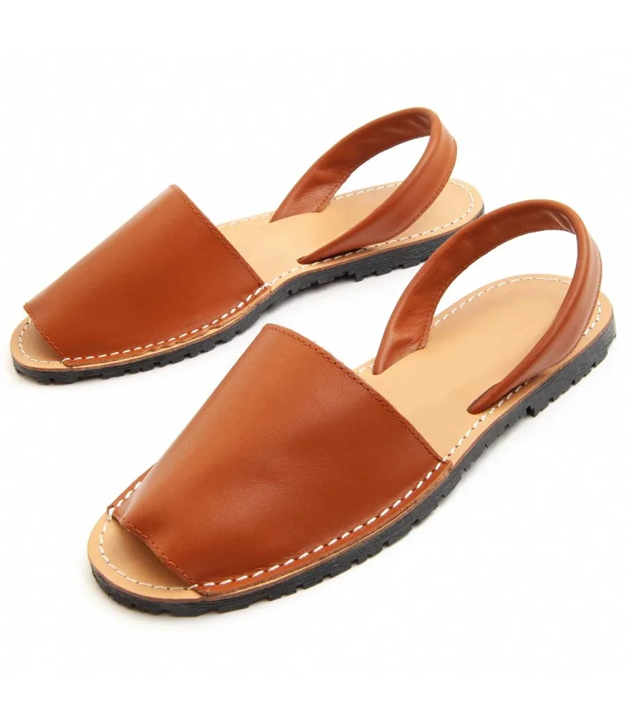 Sandalia De Piel Para Mujer.  Purapiel  Ibisw24  95717 Marrón