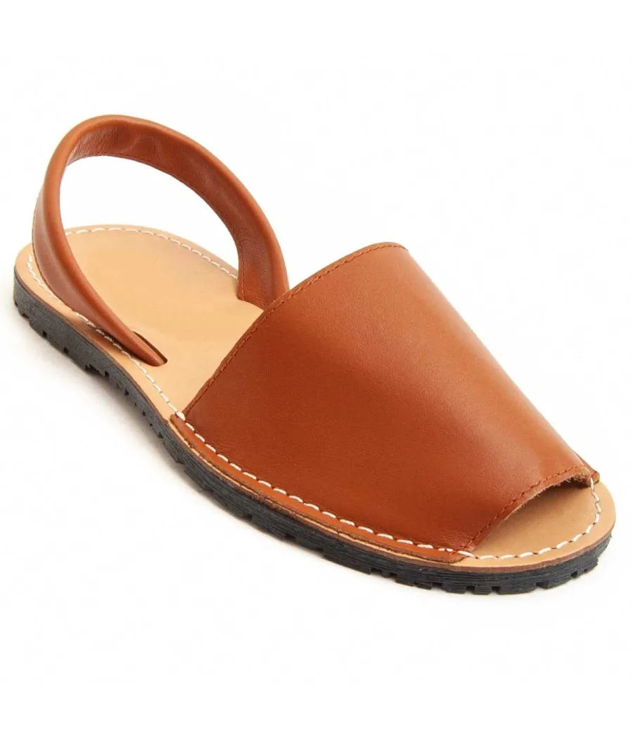 Sandalia De Piel Para Mujer.  Purapiel  Ibisw24  95717 Marrón