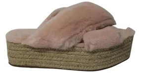 Sandalias de plataforma con tiras cruzadas de Miu Miu en piel sintética rosa 
