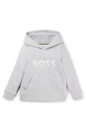 Sudadera con capucha para niños en forro polar de mezcla de algodón con logo estampado