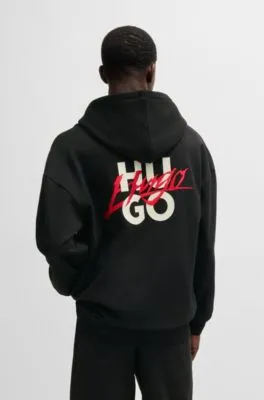 Sudadera con capucha relaxed fit en felpa de algodón con logos estampados