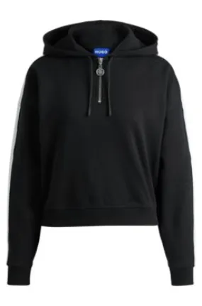 Sudadera con capucha y cremallera en algodón elástico con cinta de logos