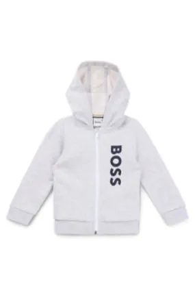 Sudadera con capucha y cremallera en forro polar con logo estampado en vertical para niños