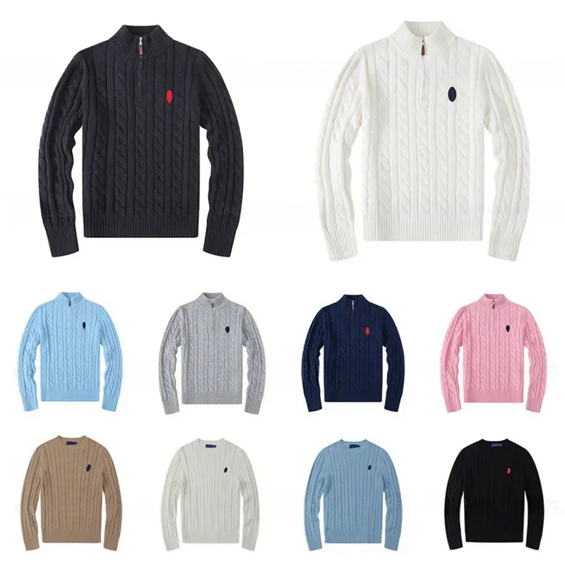 Suéteres masculinos lana de otoño casual horser pequeño tirón mitad zip polos chandail chaqueta chaqueta invernal manga larga ma