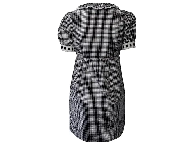 Vestido de cuadros vichy bordado de Miu Miu en algodón negro Impresión de pitón 