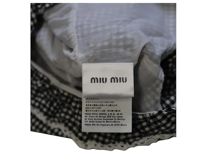 Vestido de cuadros vichy bordado de Miu Miu en algodón negro Impresión de pitón 