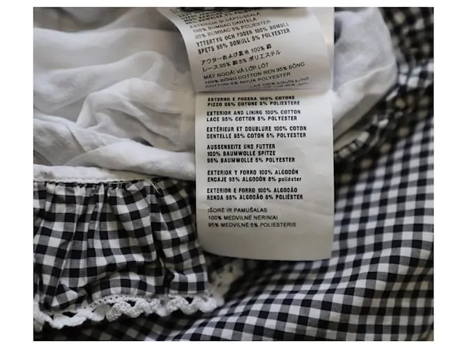 Vestido de cuadros vichy bordado de Miu Miu en algodón negro Impresión de pitón 