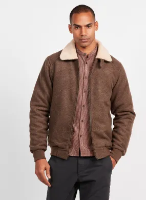 WANDER - Chaqueta de lana con cuello clásico en marron