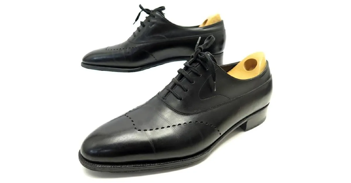ZAPATOS JOHN LOBB FARNDON RICHELIEU 7mi 41 ZAPATO PIEL NEGRO ACERO INOXIDABLE 