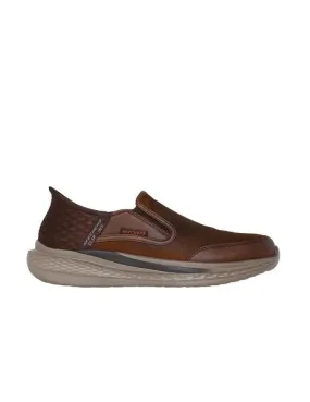Zapatos skechers slip-ins relaxed fit slade marrón piel de hombre