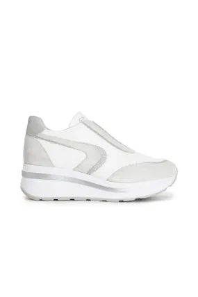 zapatos slip-on de mujer en piel y glitter white